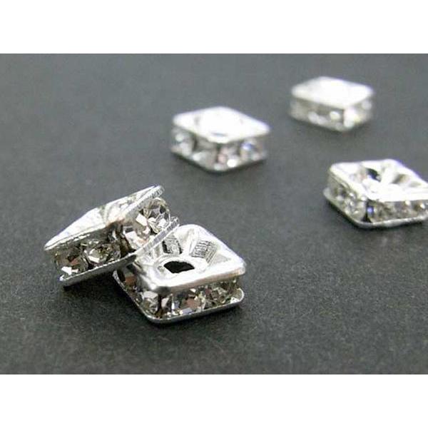 四角型 ラインストーンロンデル 古代銀6mm【100個入り】 6000178☆