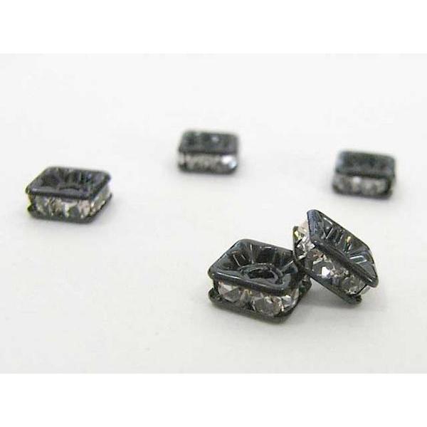 四角型ラインストーンロンデル ブラック 6mm【100個入り】 6000182☆