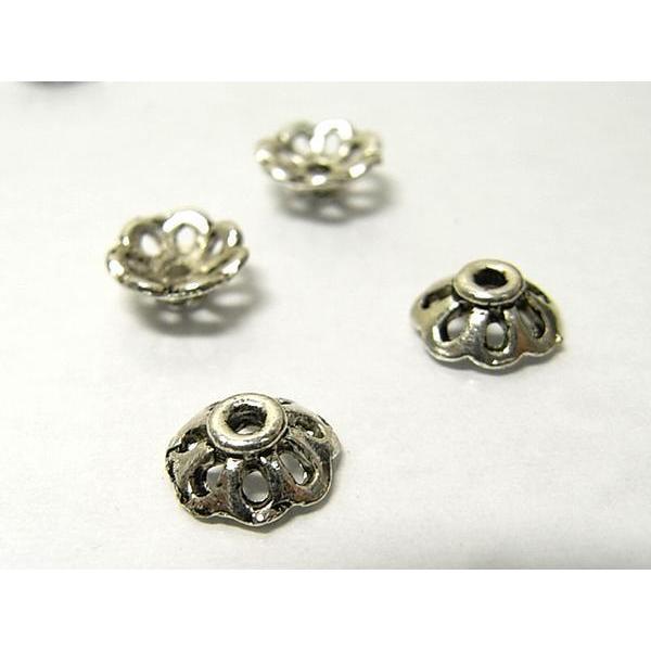 チベタン 座金 シンプル 銀古美 約8mm 100個セット 6000274☆