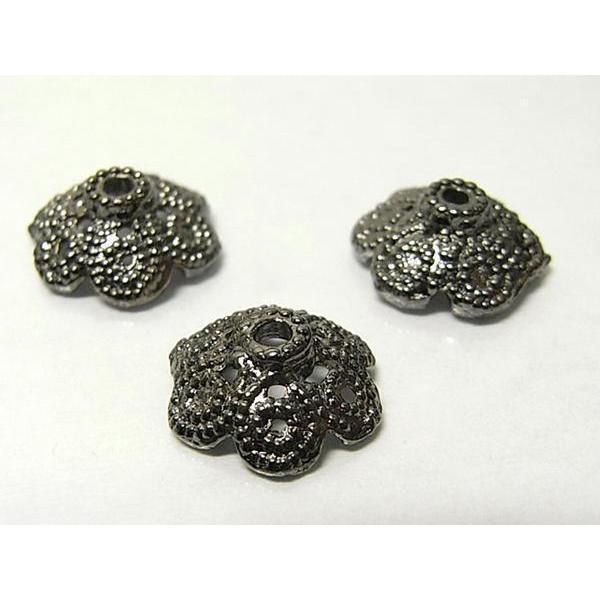 チベタン 座金 フラワー ガンメタ 約10mm 100個セット 6000279☆
