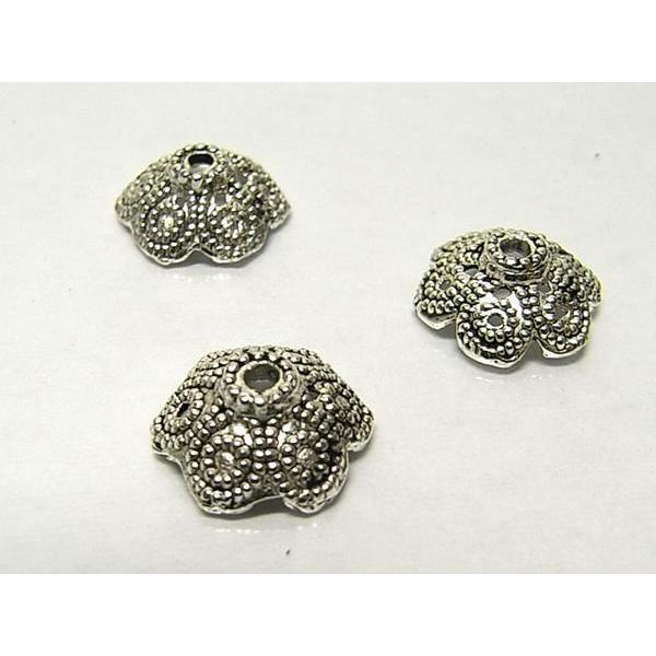 チベタン 座金 フラワー ロジウム 約10mm 100個セット 6000281☆