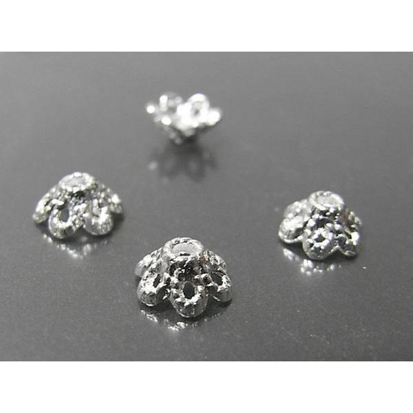 チベタン 座金 フラワー 古代銀 約6mm 100個セット 6000283☆