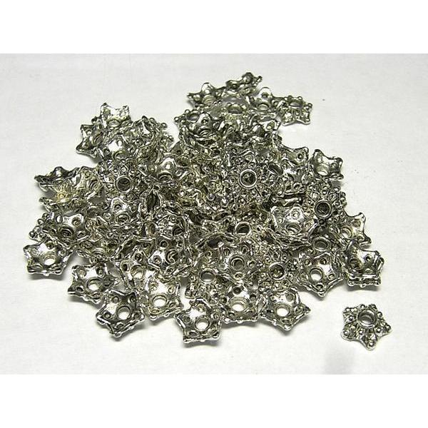 チベタン 座金 スター 銀古美 約6mm 100個セット 6000325☆