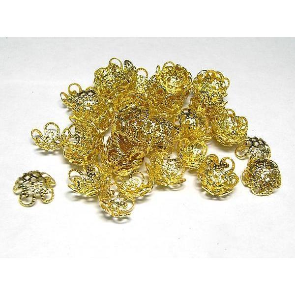 ビーズキャップ唐草 ゴールド 約10mm 50個セット 6000343☆