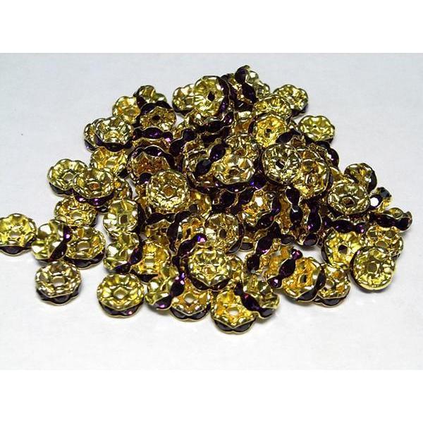 波ロンデル ゴールド×アメジストカラー 8mm 100個セット 6000363☆