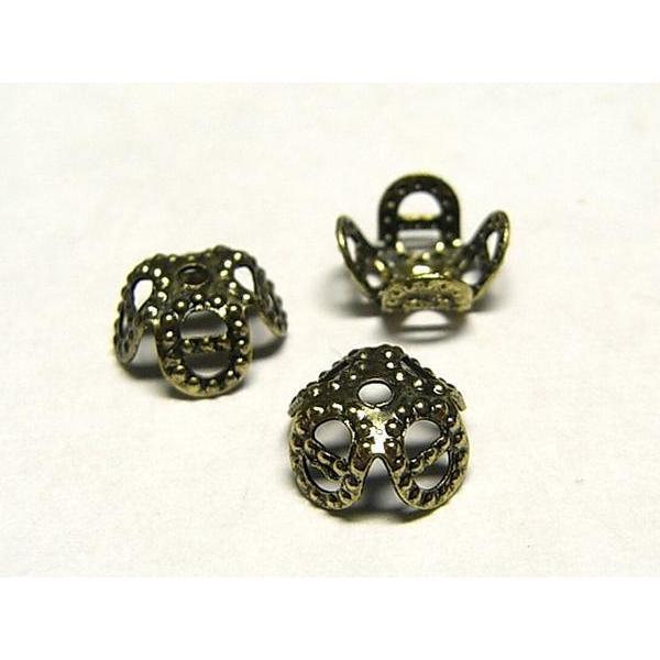 フラワーキャップ 真鍮古美 約6mm 100個セット 6000602☆