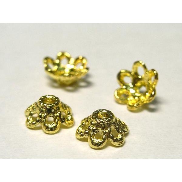 チベタン 座金 フラワー ゴールド 約6mm 100個セット 6000638☆