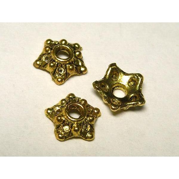 チベタン座金 スター 金古美 約6mm 約100個 6000716☆