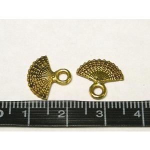チャーム 扇子 金古美 約12×13mm 10...の詳細画像2