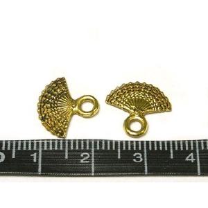 チャーム 扇子 金古美 約12×13mm 10...の詳細画像3