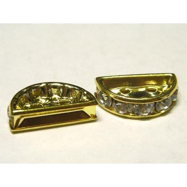 半円 ロンデル 2つ穴 ゴールド 約13×7mm 10個 6001151