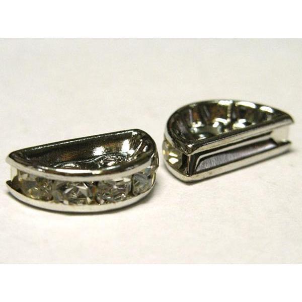 半円 ロンデル 2つ穴 ロジウム 約13×7mm 10個 6001152