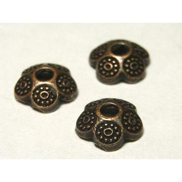 チベタン 座金 約8mm フラワーキャップ 銅古美 約100個 6001255☆