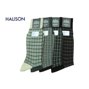 HALISON 日本製 国内縫製 ドレスカジュアル ソックス オーバーチェック柄 ２０２２年春・夏モデル COOL MAX  プレゼントに最適｜b-station