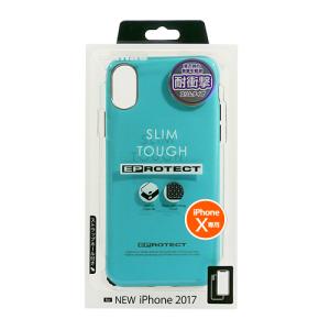 iphonex iphonexs ケース カバー ラバー素材 耐衝撃 スリムタイプ おしゃれ シンプル 多摩電子工業 tama's iphoneケース EPROTECT Slim TPS08ESL ブルー｜b-surprisep