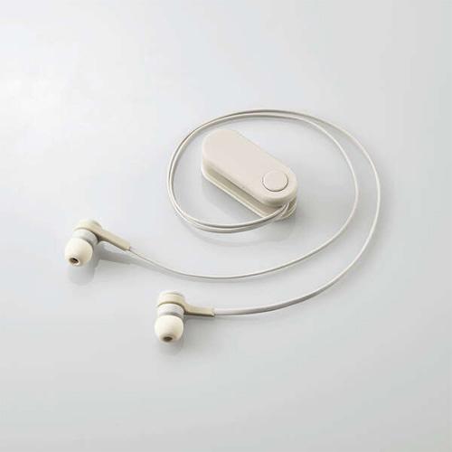 エレコム ELECOM ワイヤレスイヤホン 両耳 コードあり 巻き取り式 LBT-HPC17WH