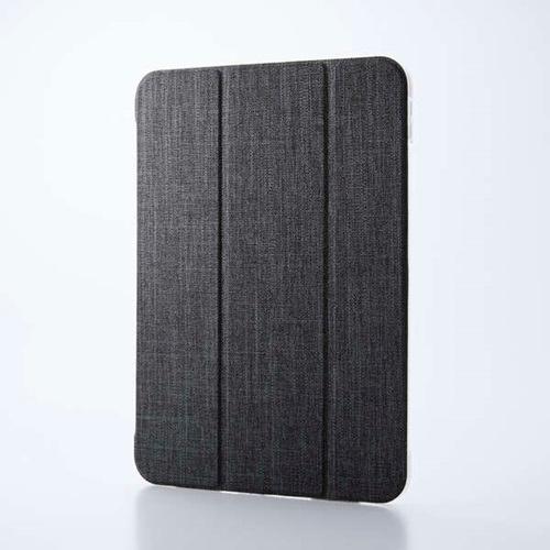 iPad A16 第10世代 フラップケース 薄型軽量 ファブリック 背面クリア ブラック エレコム...