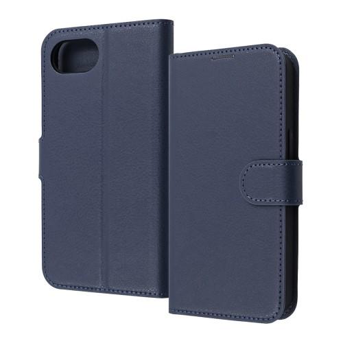 iPhone 16e用 手帳型レザーケース ダークネイビー 耐衝撃 マグネットベルト シンプル Li...