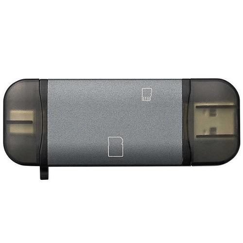USB3G1 Type?C＆Aアルミカードリーダー／グレー ナカバヤシ CRW-DC3SD76GY