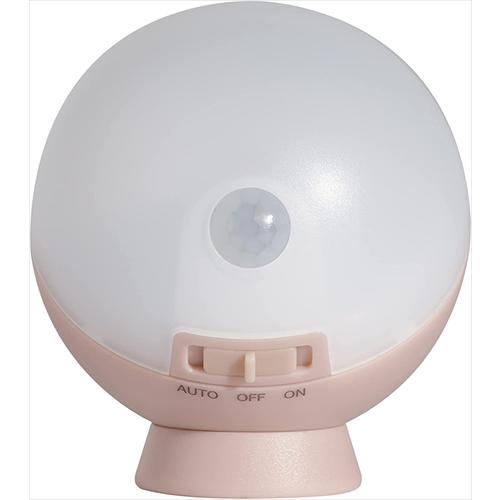 ムサシ MUSASHI 乾電池式 てのりまんまるセンサーライト シャビーピンク WSL?001SP