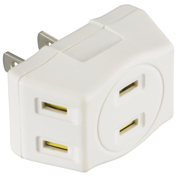 トリプルタップ (3個口/シャッター付/ホワイト) オーム HS-TM3MT3PBT-W