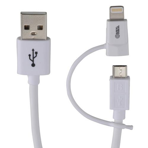 オーム電機 OHM AudioComm ライトニング変換アダプター付 micro USBケーブル 1...
