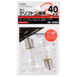 オーム電機 OHM ミニクリプトン電球 E17/40W形 クリア 2個入 KR100/110V36WC/2P