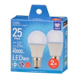 LED電球小形E17 25形相当 昼光色 2個入 オーム LDA2D-G-E17 AG62P｜b-surprisep