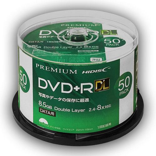 HIDISC データ用 DVD+R DL 片面2層 8.5GB 50枚 8倍速対応 インクジェットプ...