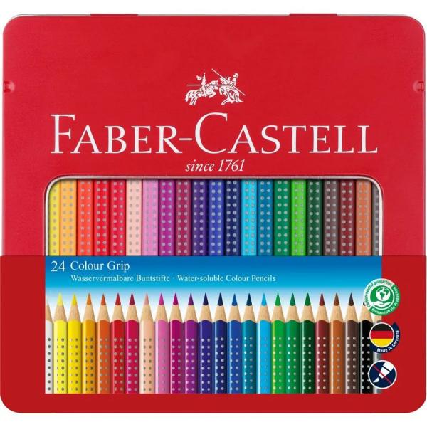 ファーバーカステル カラーグリップ 水彩色鉛筆 24色 缶入 Faber-Castell ソフトグリ...
