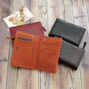 折りたたみ財布 メンズ 二つ折り財布 ソフトレザー ラウンドファスナー