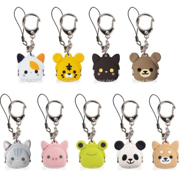 がま口キーリング ミミポチ ストラップ キーホルダー 動物 アニマル シリコン p+g design...
