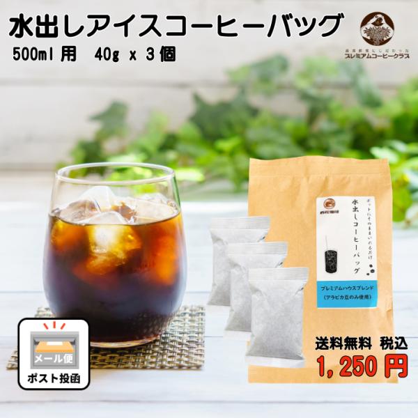 コーヒー 珈琲 コーヒー豆 珈琲豆 水出しアイスコーヒーバッグ 500ml用 40g x 3個 メー...