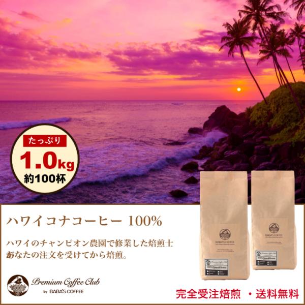 コーヒー豆 珈琲豆 ハワイコナコーヒー 100% プレミアムレギュラー 1kg (500g x2) ...