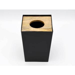 ダストボックス ゴミ箱 メタルスクエア M 木製 アイアン ブラック 黒
