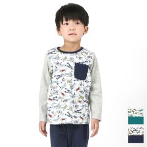 子供服 キムラタン BABBLE BOON（バブルブーン）ひこうき総柄パジャマ（長袖） (80〜130cm)  男の子 80 90 95 100 110 120 130 本体綿100%
