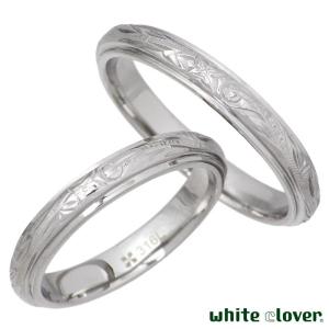 ホワイトクローバー white clover ステンレス ペア リング 指輪 ハワイアンジュエリー プルメリア スクロール 7〜21号 アレルギーフリー 刻印可能｜baby-sies
