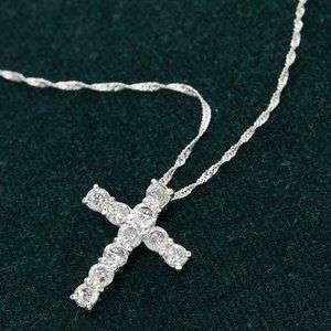 K18 WG 0.5ct ダイヤモンド クロス ペンダント ネックレス 192127  