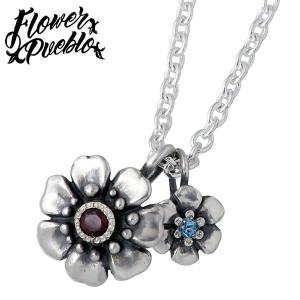 フラワープエブロ Flower Pueblo 共に歩む シルバー ネックレス ガーネット ブルートパーズ｜baby-sies