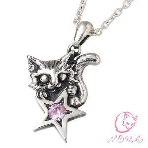 ノラ NORA シルバー ペンダント レディース 大きな願い星とネコの 猫 ネコ ねこ｜baby-sies