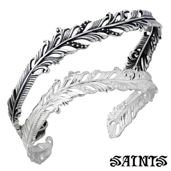 セインツ SAINTS フェザー＆ジルコニア シルバーペア バングル 羽根