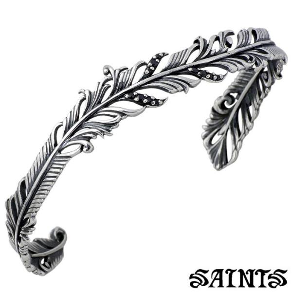 セインツ SAINTS フェザー＆ジルコニア シルバーバングル メンズ 羽根