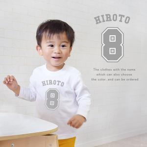 長袖 Tシャツ 名入れ   出産祝い ベビー キッズ 野球 ナンバー ロゴ ロンt 長ｔ / ベースボールロゴ｜babychips2