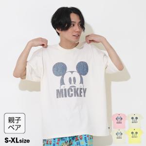 子供服 Tシャツ 親子お揃い ディズニー デニム貼付風 9466A 20%OFF SALE 大人 レディース メンズトップス 親子ペア ベビードール BABYDOLL DISNEY｜babydoll-y