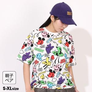 ディズニー 親子ペア ミニー Tシャツ レディース メンズ 大人 綿100% カラフル総柄 S-XL 1333A 爆買 ベビードール BABYDOLL 50%OFF