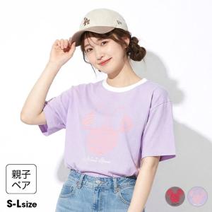 ディズニー 親子ペア ミッキー ミニー Tシャツ 大人 レディース メンズ 綿100％ 半袖 アニマル柄 1486A ベビードール BABYDOLL 爆買