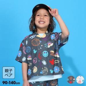 ディズニー 親子ペア キッズ シャツ 女の子 半袖 男の子 子供 ミッキー リゾート柄 総柄 1600K (ボトムス別売) ベビードール 爆買 期間限定 11/4まで 60%OFF