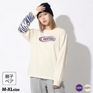 親子ペア Tシャツ レディース トップス ロンt 長袖tシャツ  ロンティー 長袖 大人 綿100％ メンズ 親子コーデ ラウンドロゴ 1614A ベビードール BABYDOLL 爆買