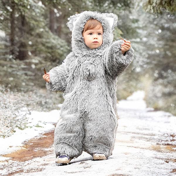 ベビーの冬の防寒に！ちびねこジャンプスーツ　フラッフィー（カバーオール ベビー服 防寒着 出産祝い）...