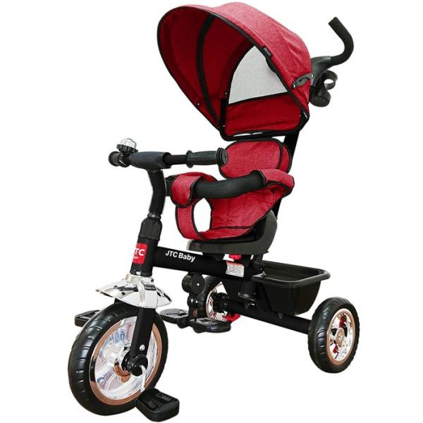 3in1 Tricycle ディープレッド  JTC かじとり三輪車 押棒 シンプル オシャレ ノン...